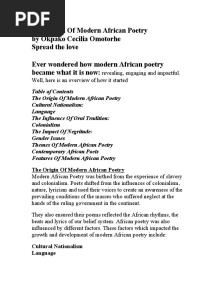 Modern African Poetry History 