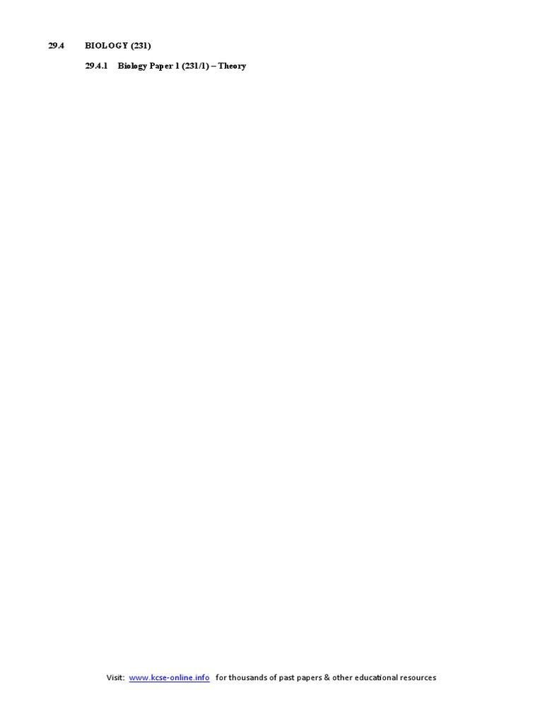 2008 Kcse Biology Paper 1 Pdf