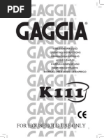 Gaggia K-111 Instructions Rev01