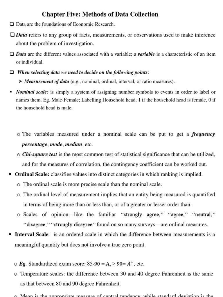 Chapter five methods of data collection 1 pdf level of