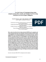 Determinants of Extent of Technological Innovation Among Food Processing Enterprises in Davao Region