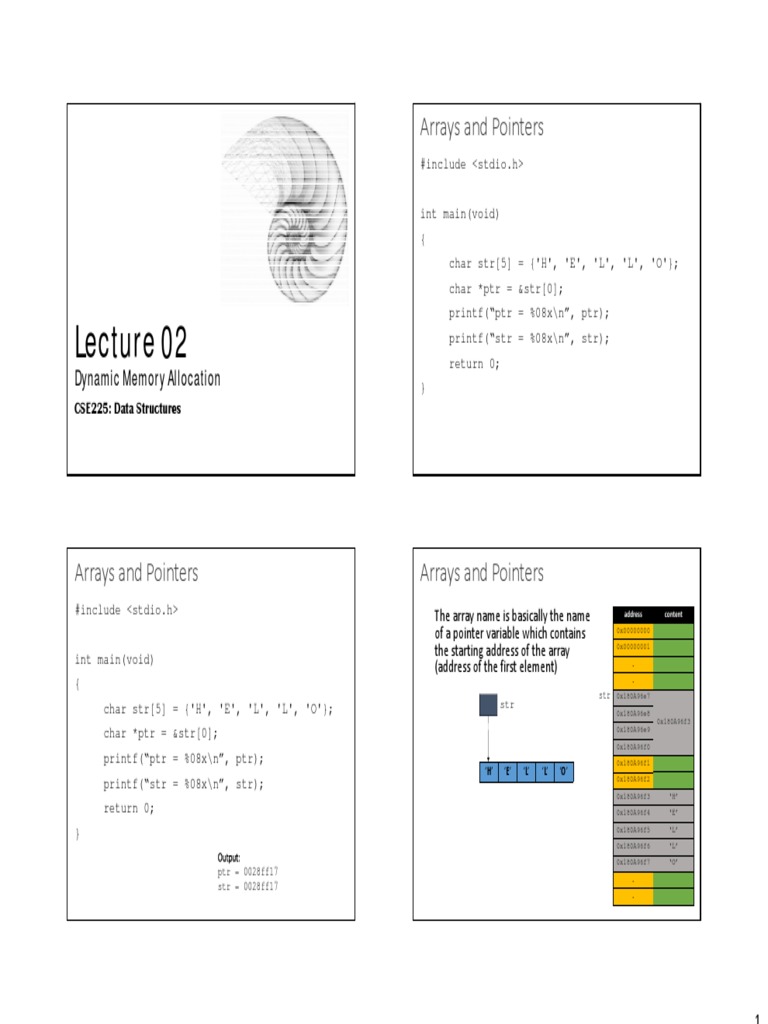 Dynamic Memory Allocation in CSE225 | PDF