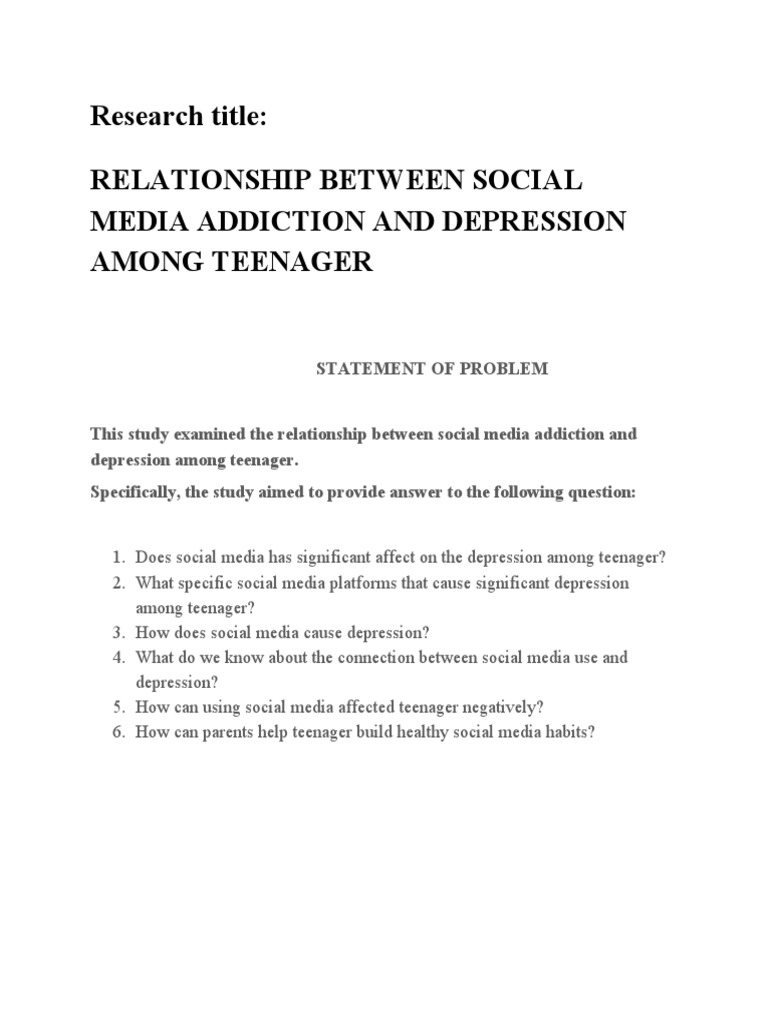 Research Title: Relationship Between Social Media Addiction and ...