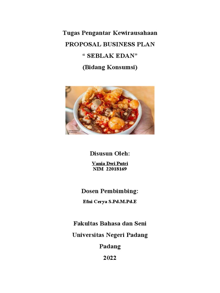 Proposal Bisnis Seblak Edan | PDF