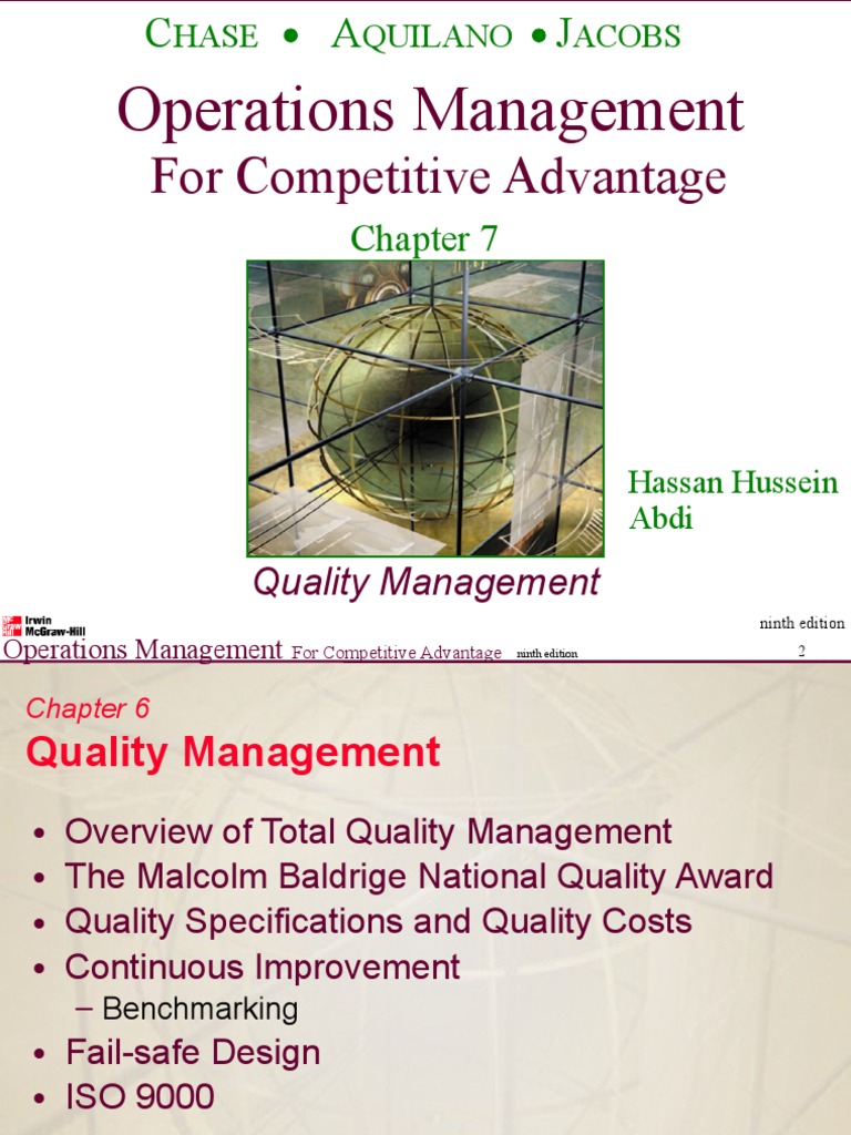 Chap 7 Quality Management | PDF | Iso 9000 | Operations Management