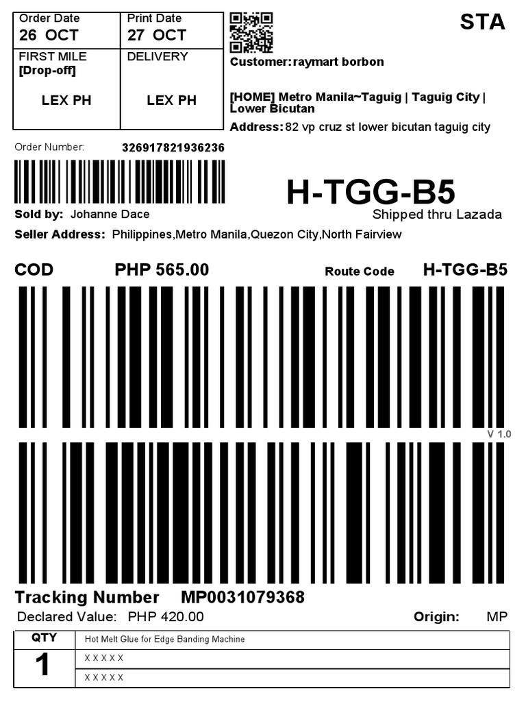 shipping label PDF
