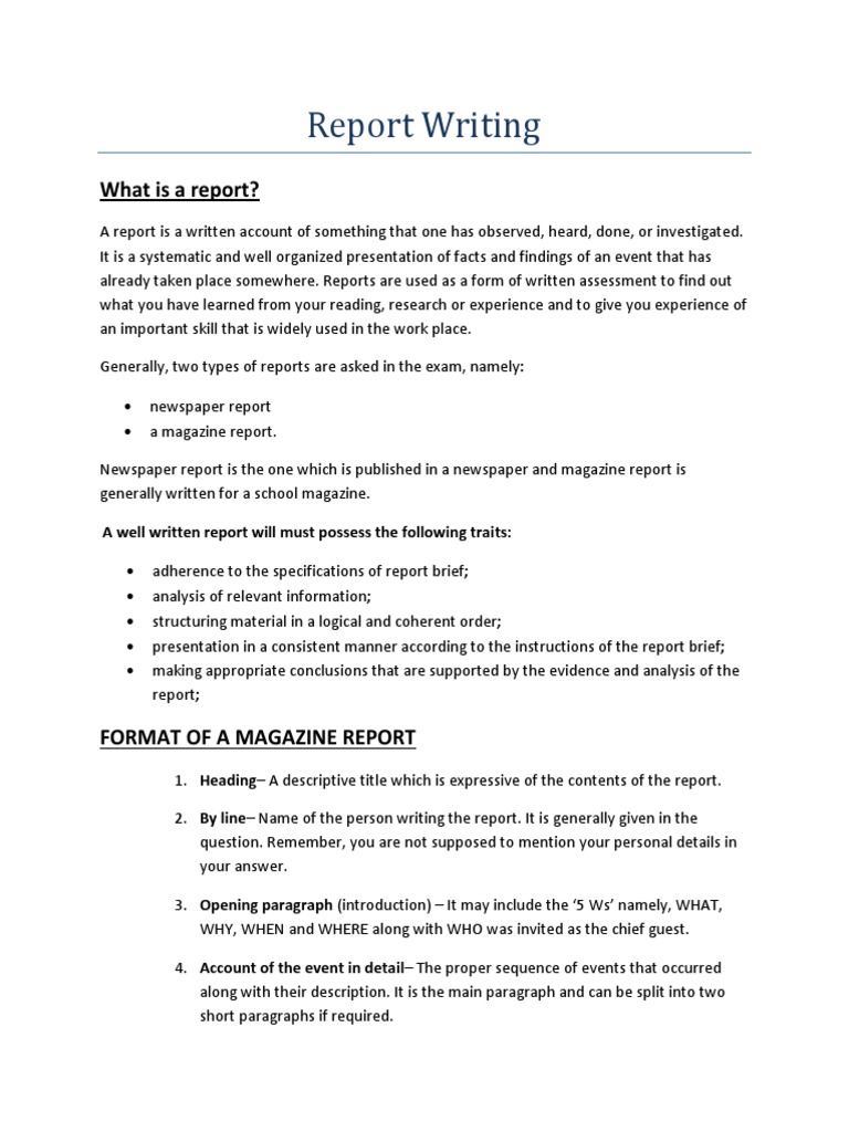 Report Writing | PDF | Experience | Paragraph