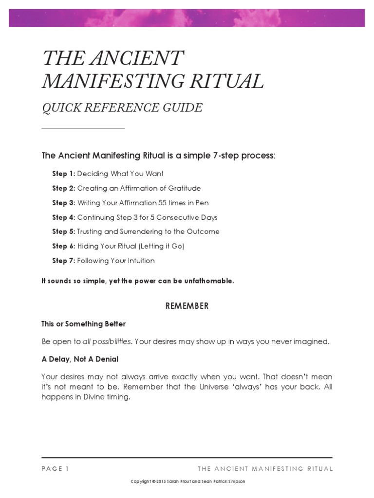 Module 0 - Quick Reference Guide - The Ancient Manifesting Ritual | PDF ...