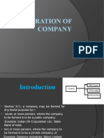 Incorporation of Company