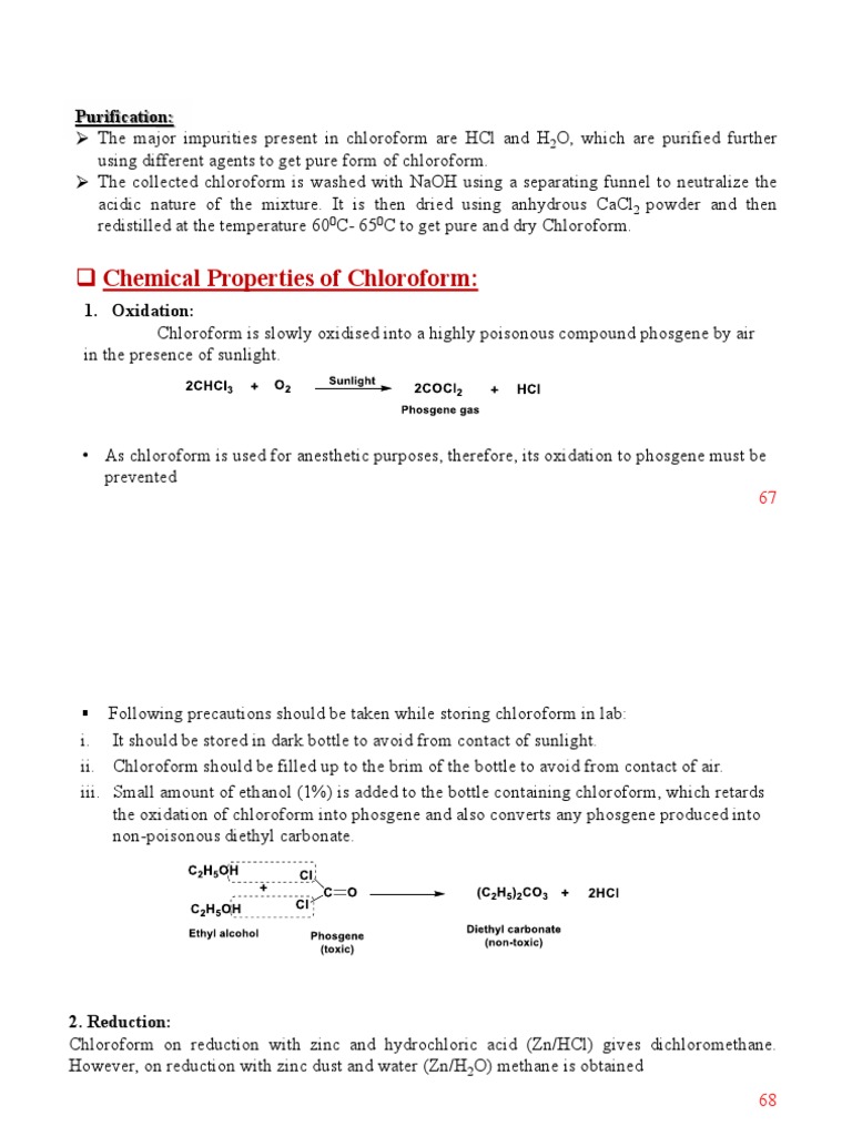 Purification and Properties of Chloroform | PDF | Chloroform | Nitric Acid