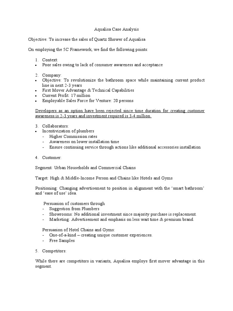 Aqualisa Case Analysis PDF