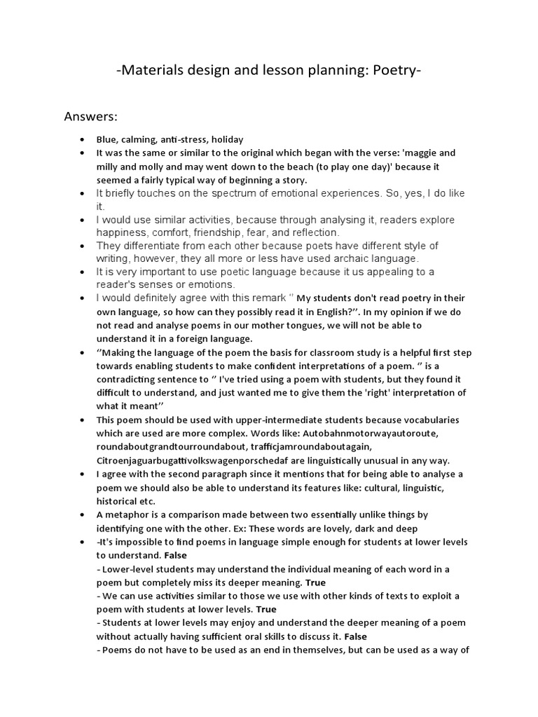 Poetry Lesson Design Strategies | PDF | Poetry | Cognition