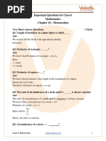 CBSE Class 6 Maths Chapter 10 - Mensuration Important Questions 2022-23