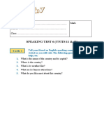 Speaking Test 6 (Units 11 & 12)