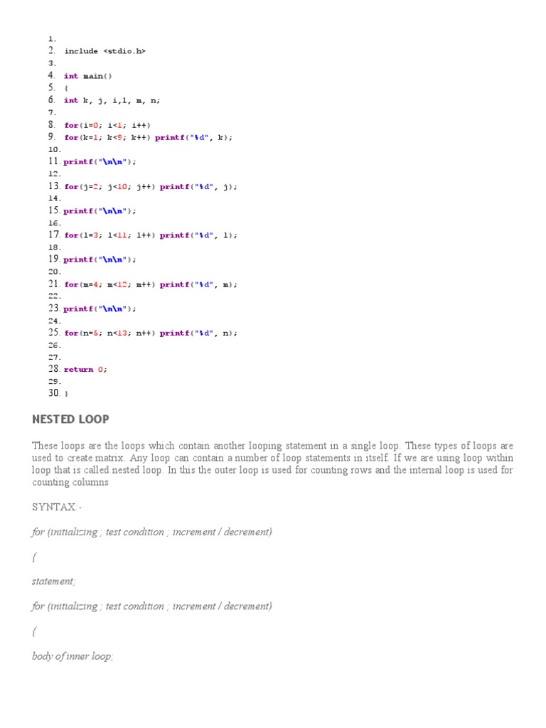 Nesting Loops, Factorial | PDF | Control Flow | C (Programming Language)