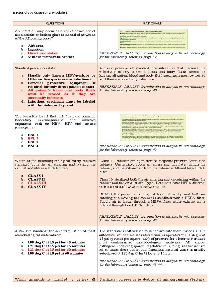 Bacteriology Questions Module 3 (FKHMR) PDF Disinfectant