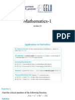 Math 1 Derivatives Applications Exercises Solutions