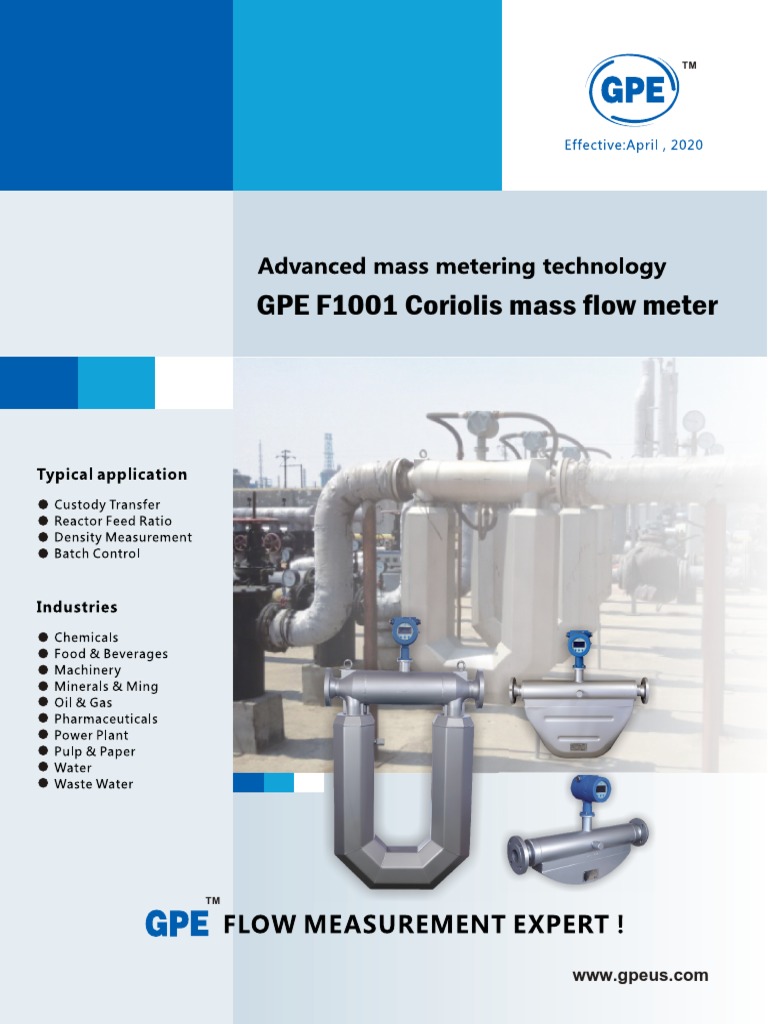 Coriolis Mass Flow Meter F1001 Overview | PDF | Flow Measurement ...