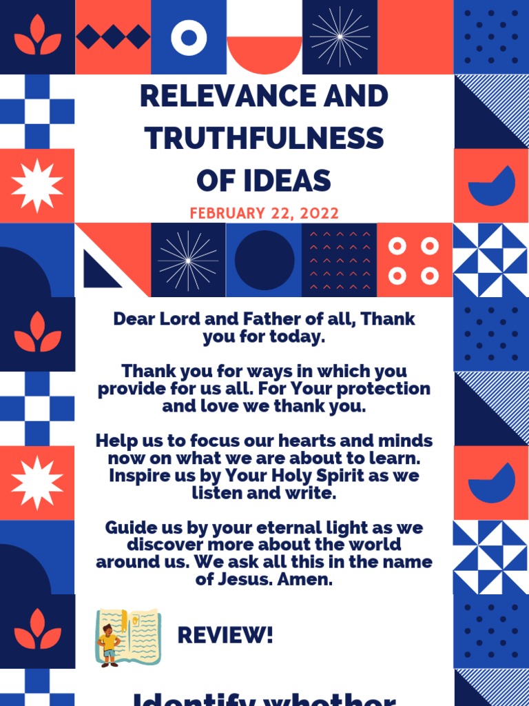 Relevance and truthfulness of ideas pdf