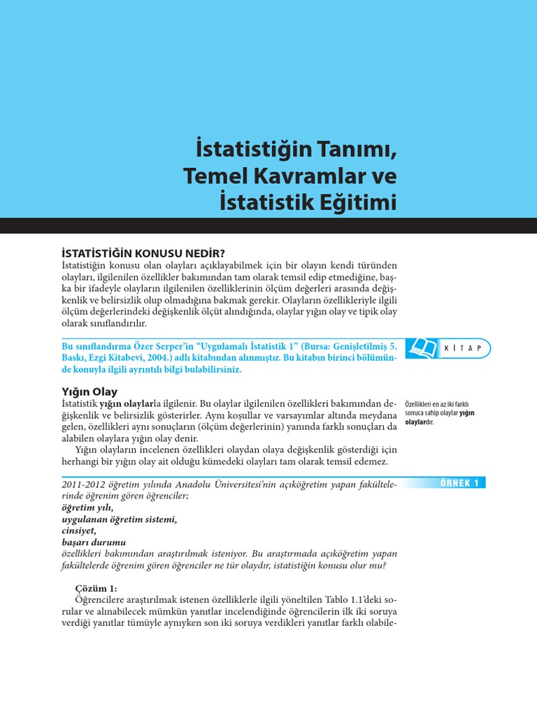 1 Hafta Istatistik Temel Kavramlar | PDF