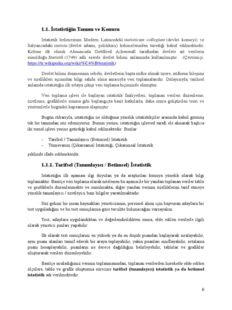 1 Hafta Istatistik Temel Kavramlar 3 | PDF