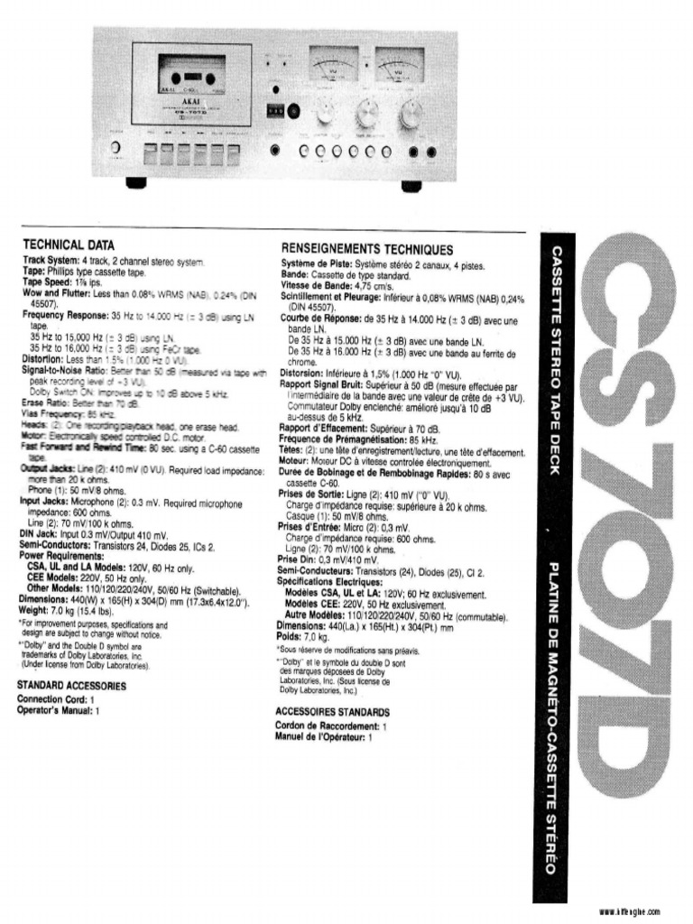 Akai CS 707 D Brochure | PDF