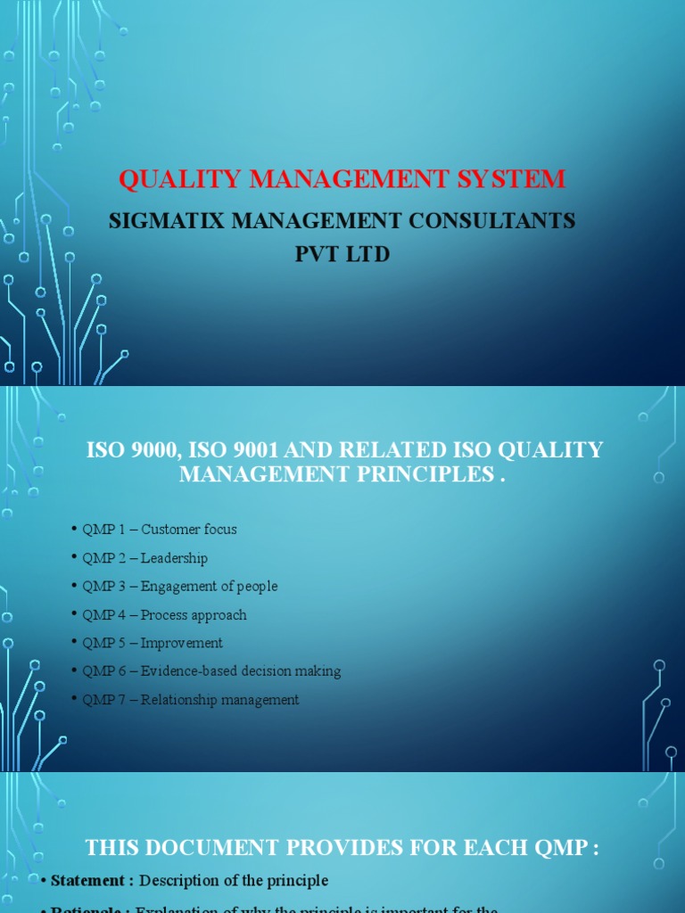 QMS PRINCIPLE ISO 9000 AND 9001 | PDF | Quality Management | Goal