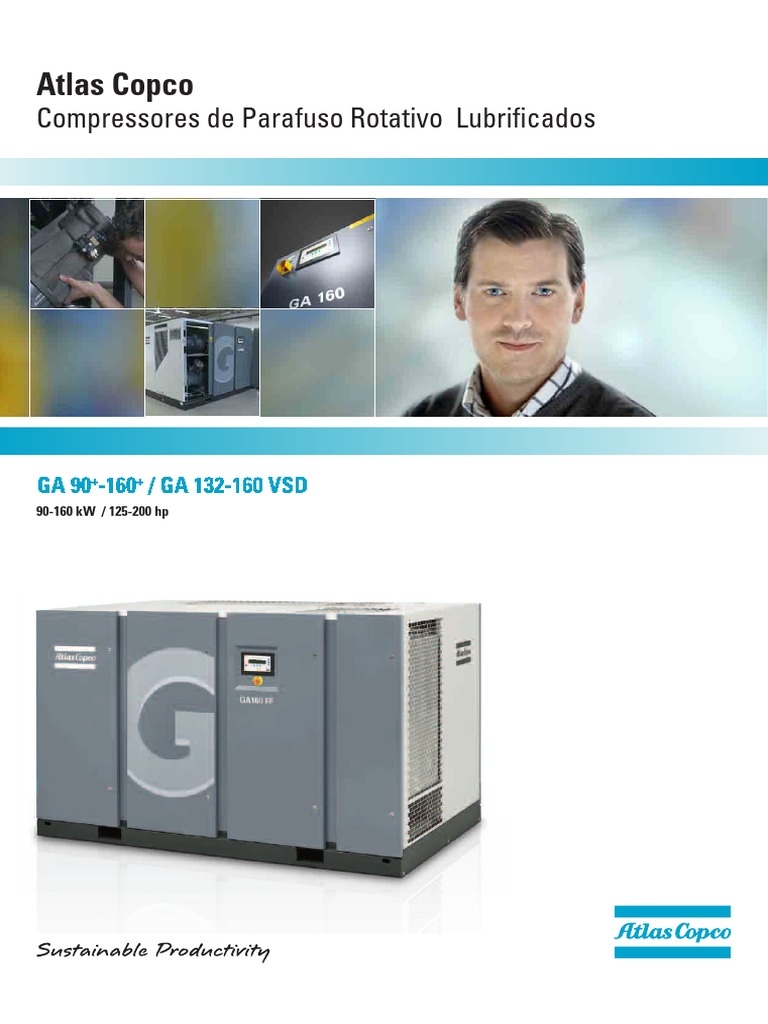 Catalogo - GA90+ - 160+ - 132 - 160VSD | PDF | Motores | Refrigeração