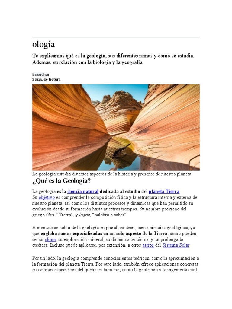 La geología el estudio científico de la Tierra PDF Roca (geología