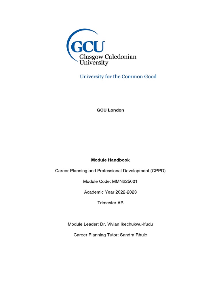 GCU London Module Handbook 20222023 Career Planning and Professional