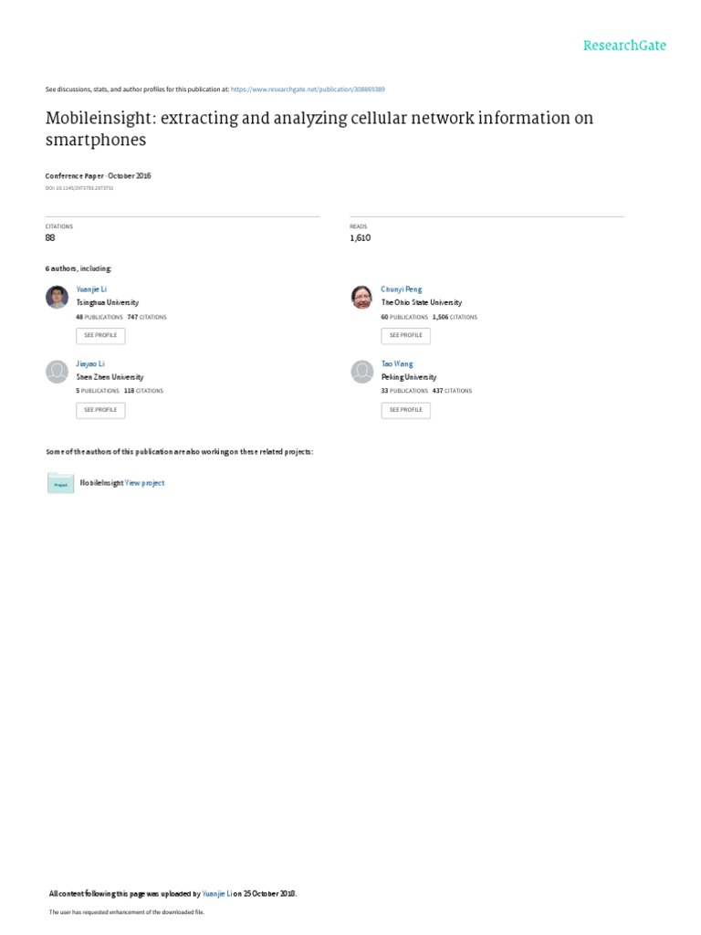 Mobileinsight Mobicom16 | PDF | Computer Network | Mobile Phones