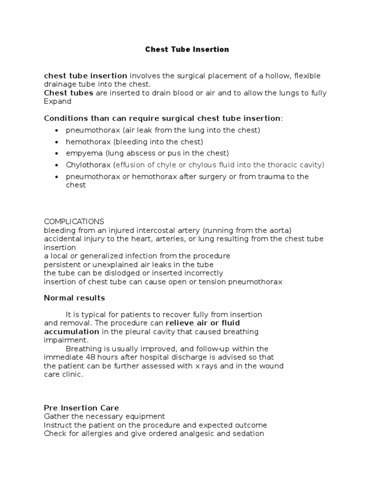 Chest Tube Insertion | PDF
