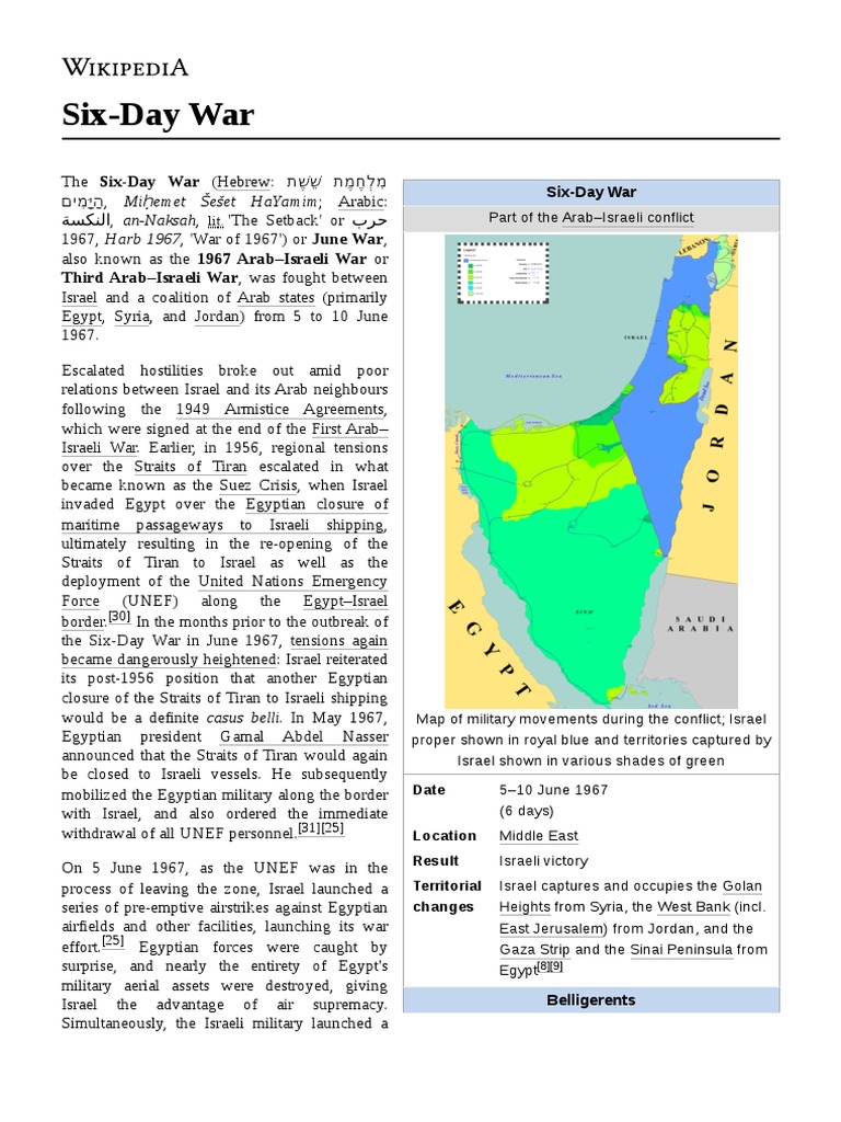 Six-Day War | PDF | Six Day War | Suez Crisis