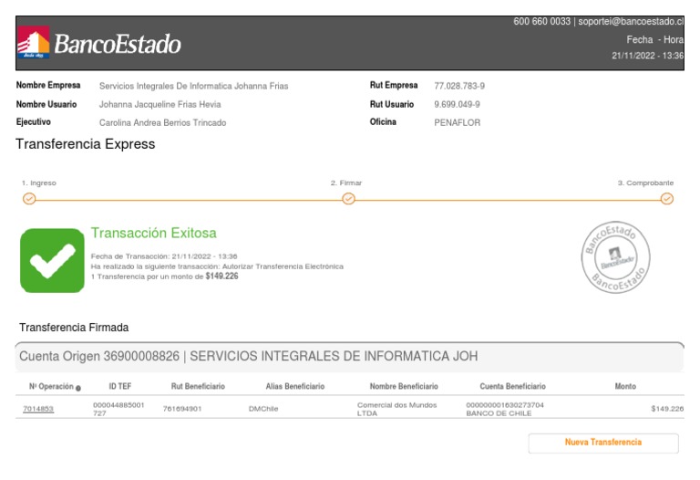 Transferencia Express Transacción Exitosa PDF