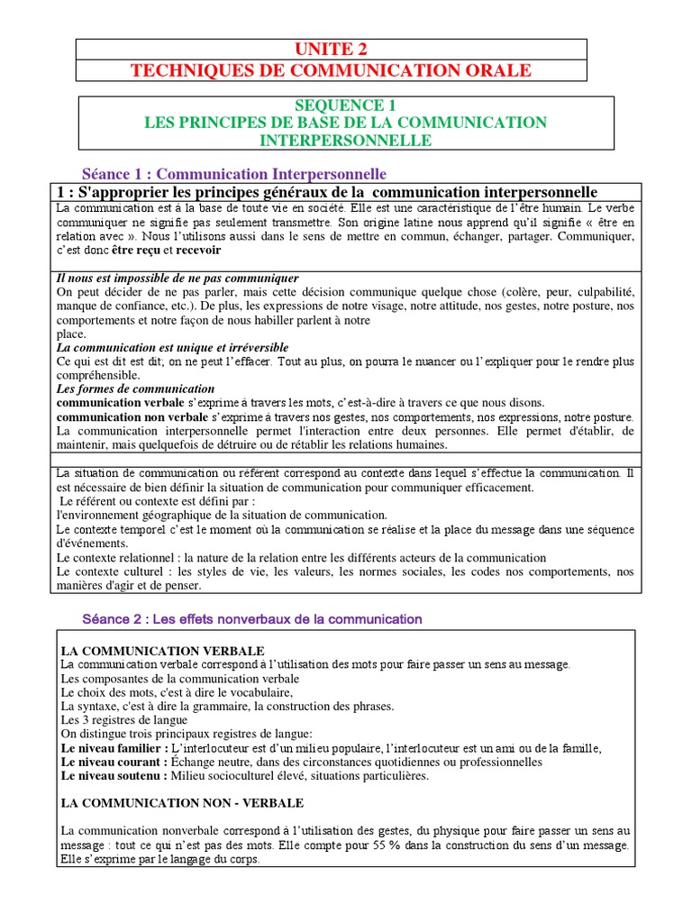 Principes de la Communication Interpersonnelle | PDF | la communication ...