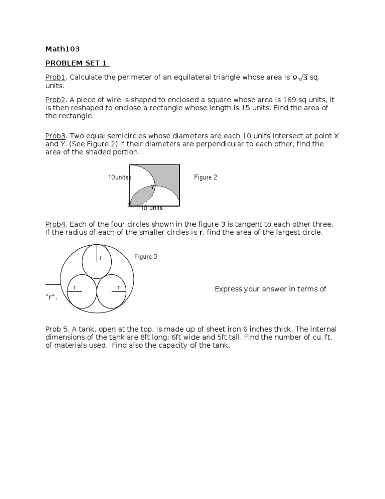 Math103 Problem Set 1: 10unitss Y | PDF