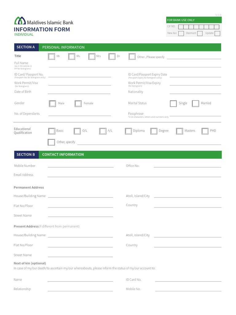 BML Personal Information Update Form | PDF | Identity Document | Banks