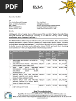 Anchor Intimation Letter - Sula Vineyards Limited