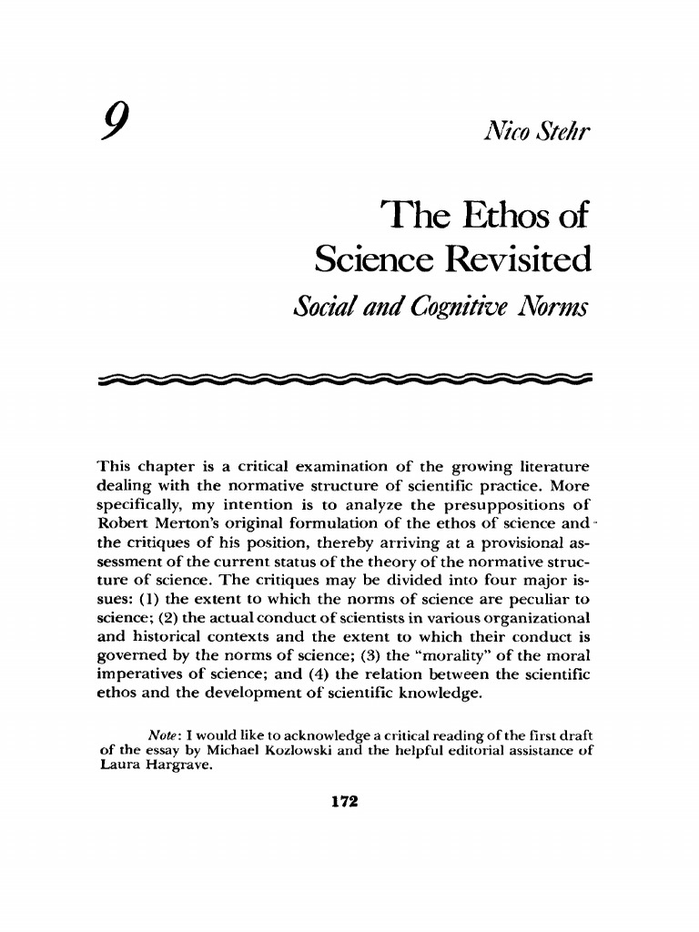 Picture of Nico Stehr - The Ethos of Science Revisited | PDF | Science ...