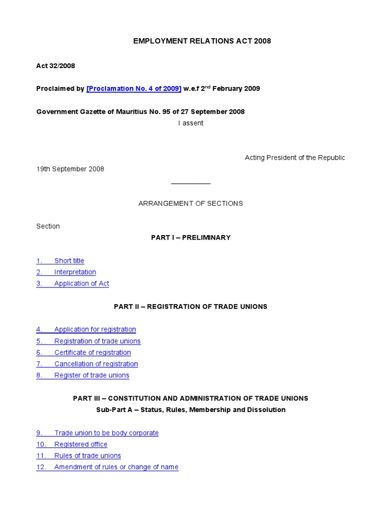 Employment Relations Act 2008 PDF Labour Law Collective Bargaining