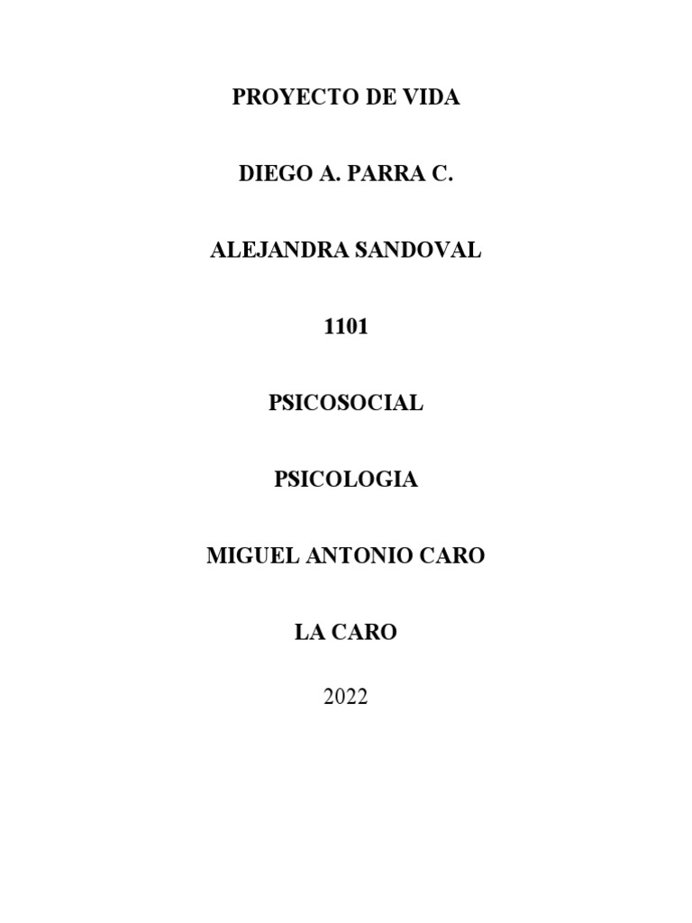 Proyecto de Vida Psicología | PDF