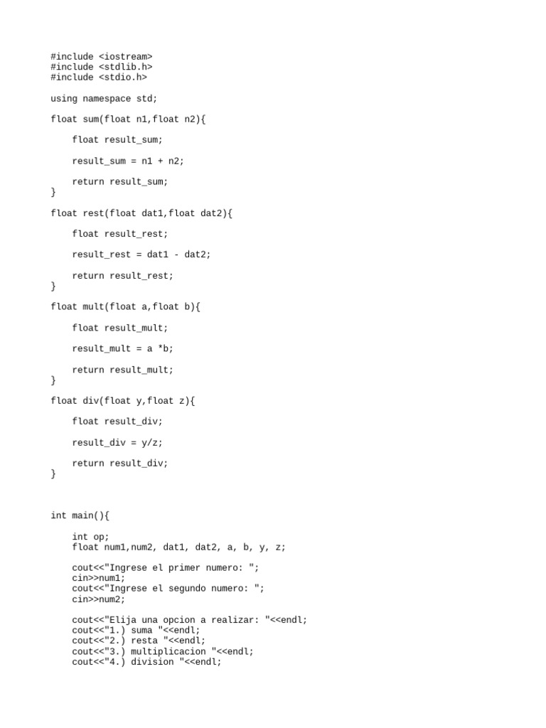 calculadora C++ | PDF
