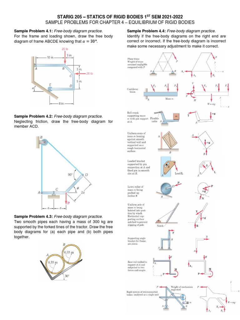 STARIG 205 Sample Problems: Equilibrium | PDF | Tension (Physics ...