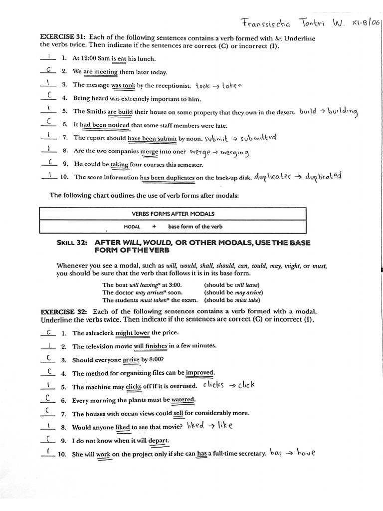 Problems With The Form of The Verb - Skills 31-32 TP 5 | PDF