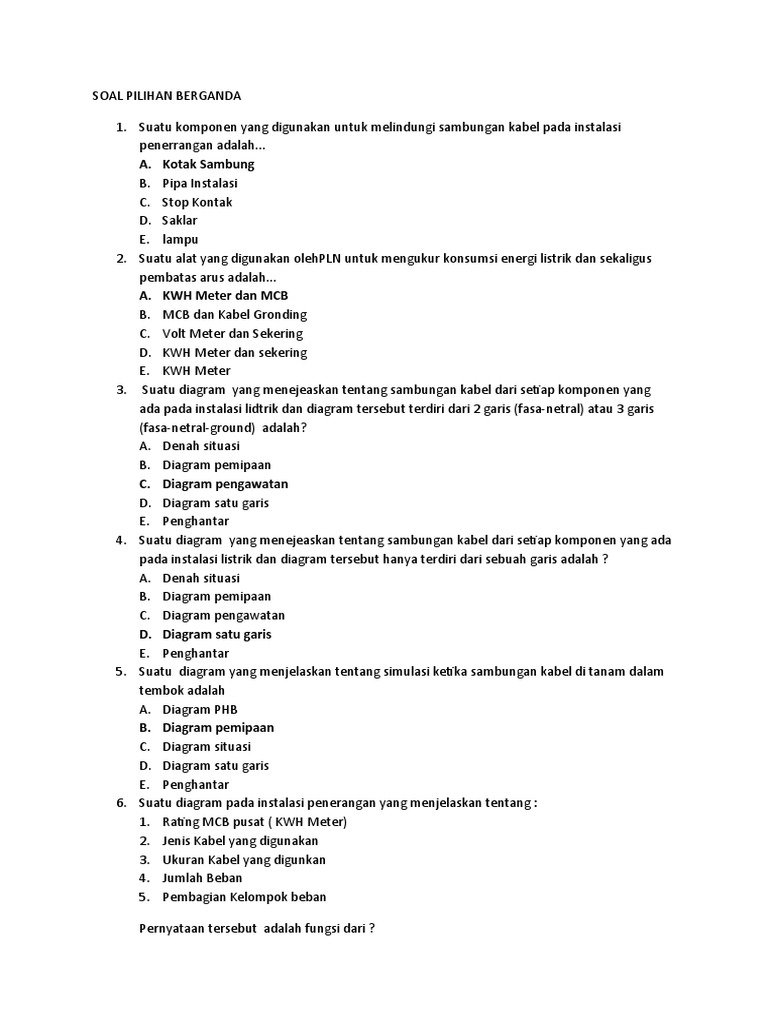 Soal pilihan berganda pdf