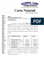 Carta notarial reitera devolución de bienes por valor de S/28,190