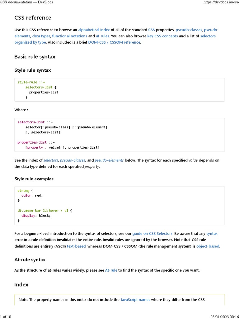 CSS Reference - Devdocs | Download Free PDF | Software Development ...