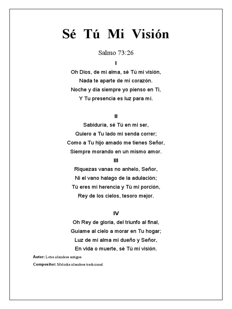 Sé Tú Mi Visión: Letra y Reflexión | PDF