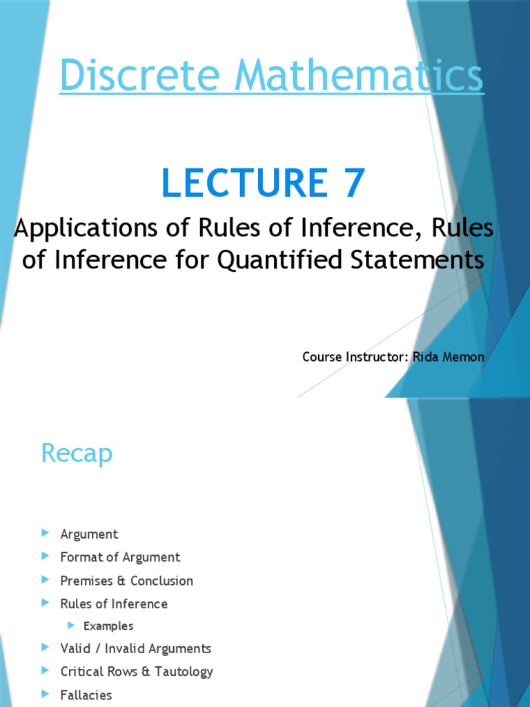 Discrete structures lecture 7 pdf argument inference