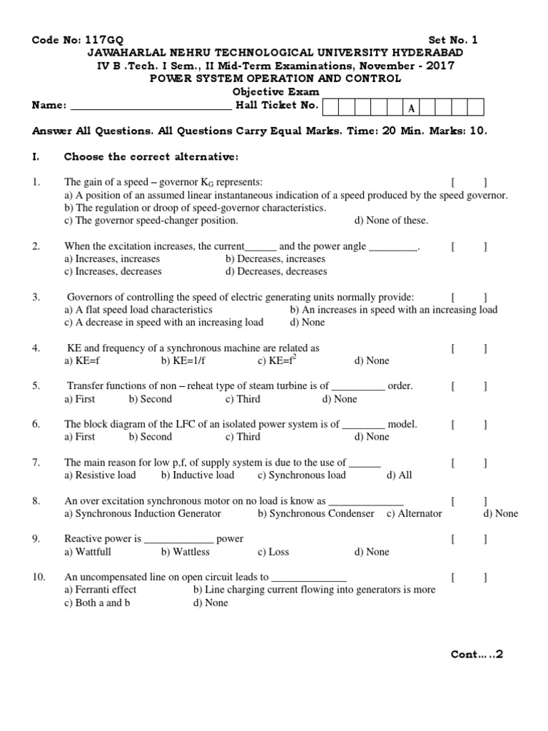 Power System Operation Exam Questions | PDF | Electric Generator | Ac Power